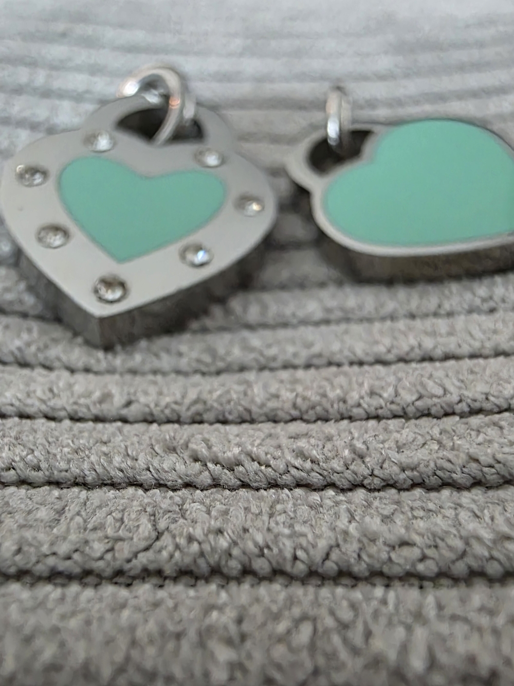 Silver Heart Charm Pendant with Mint Green Inlay